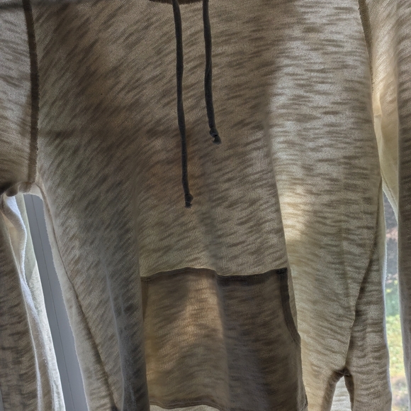 Roxy Slub Knit Hoodie, XS, Lightweight Sweatshirt Pullover, Cream, Pocket, Cozy - Picture 4 of 9